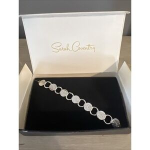 Vintage Sarah Coventry Floral Embossed Young & Gay Silver Tone Bracelet #9733